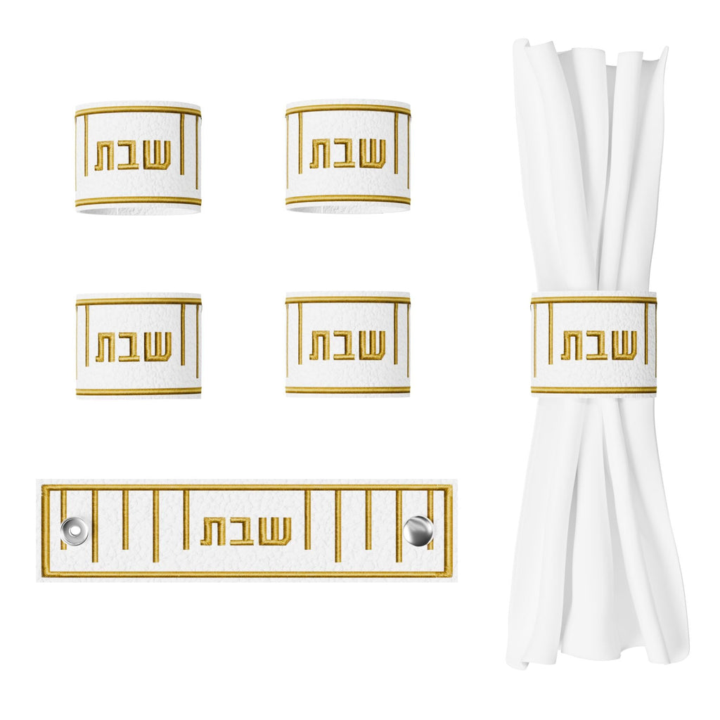 Linear Leather Shabbos Napkin Rings