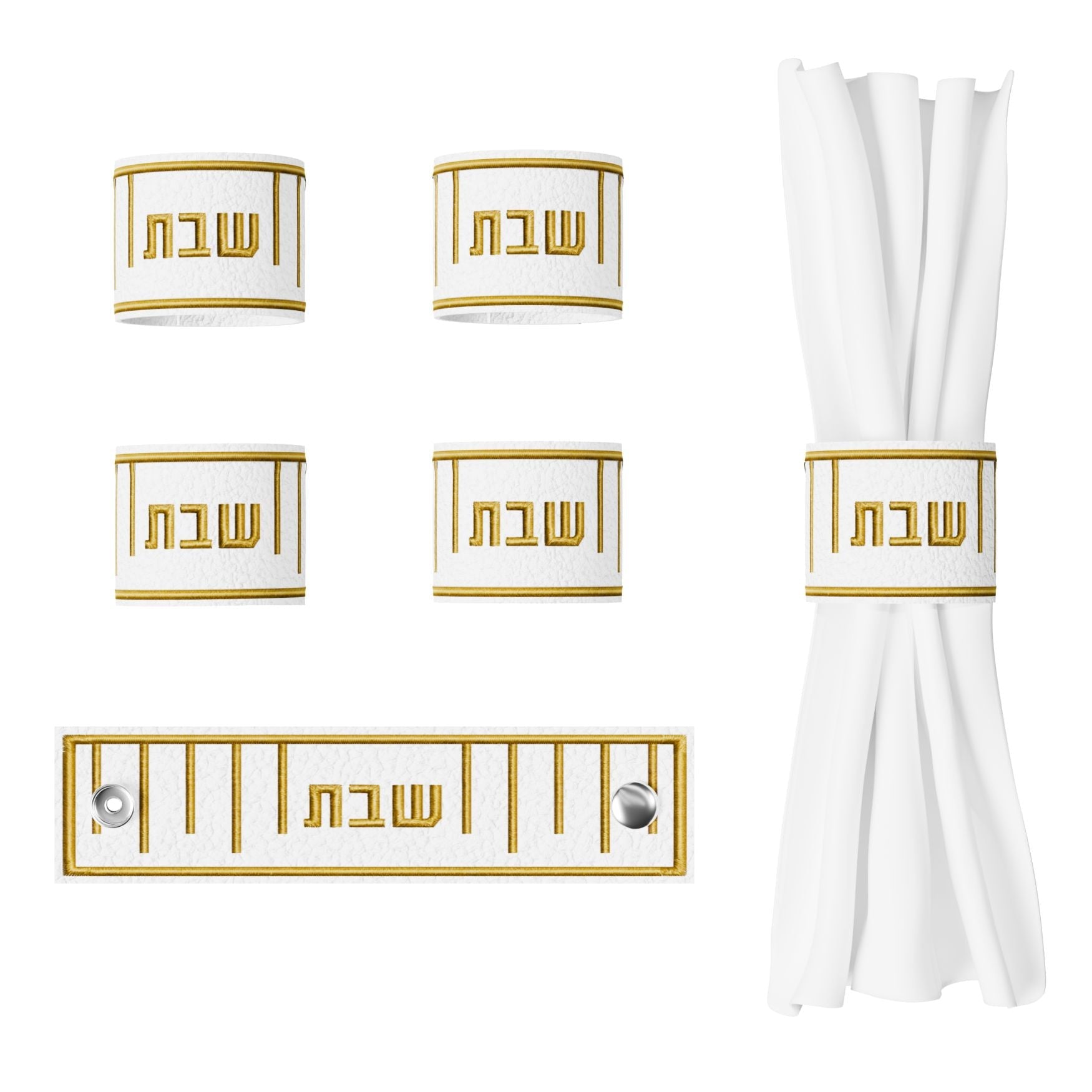 Linear Leather Shabbos Napkin Rings