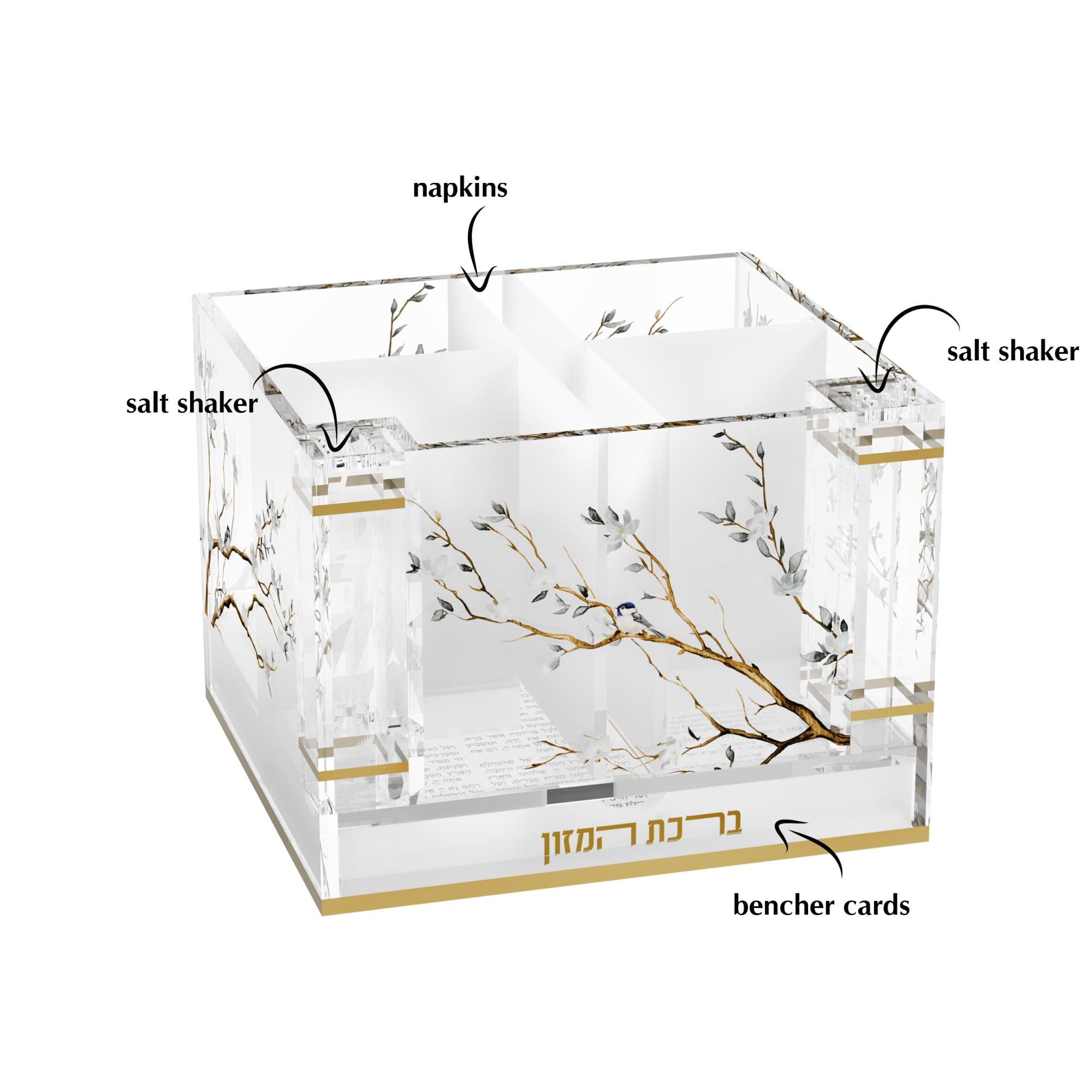Botanical Blooms Cutlery Holder with Salt & Bencher Set
