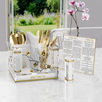 Golden Branch Cutlery Holder with Salt & Bencher Set