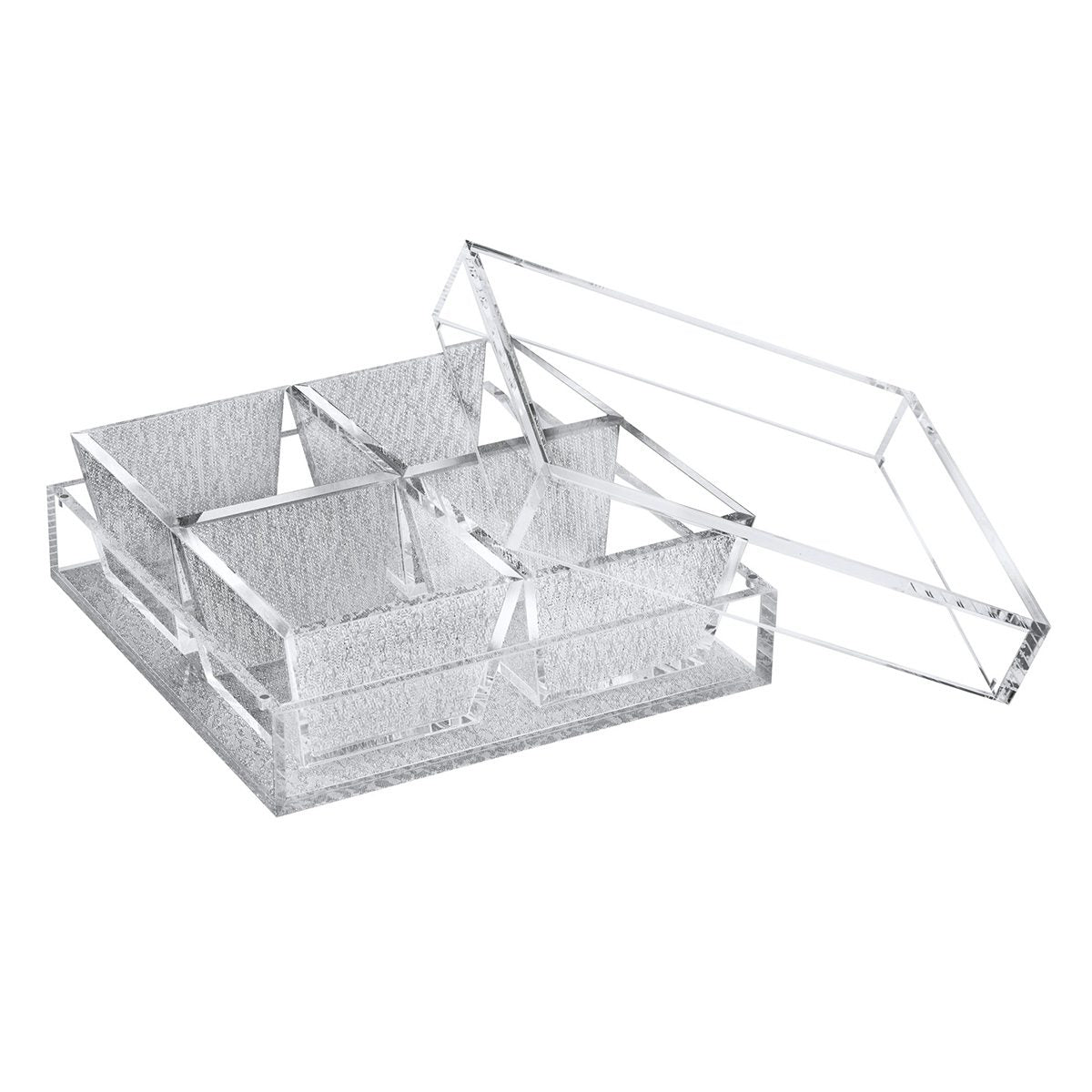 Dip Dish with Magnetic Lid, 4 Dishes - White Pearl