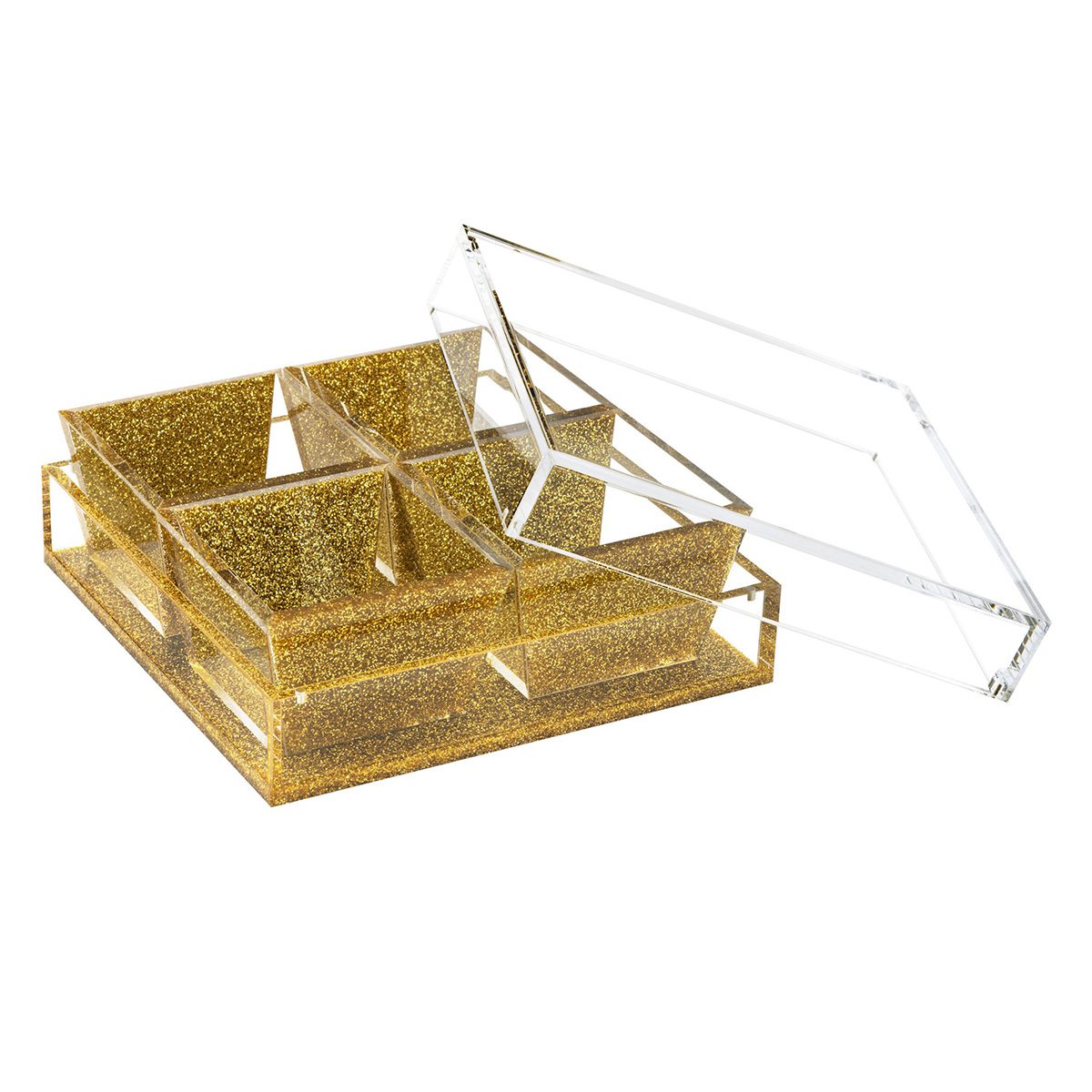 Dip Dish with Magnetic Lid, 4 Dishes - White Pearl