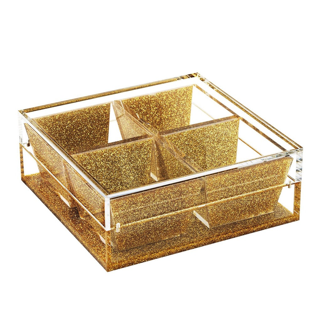 Dip Dish with Magnetic Lid, 4 Dishes - White Pearl