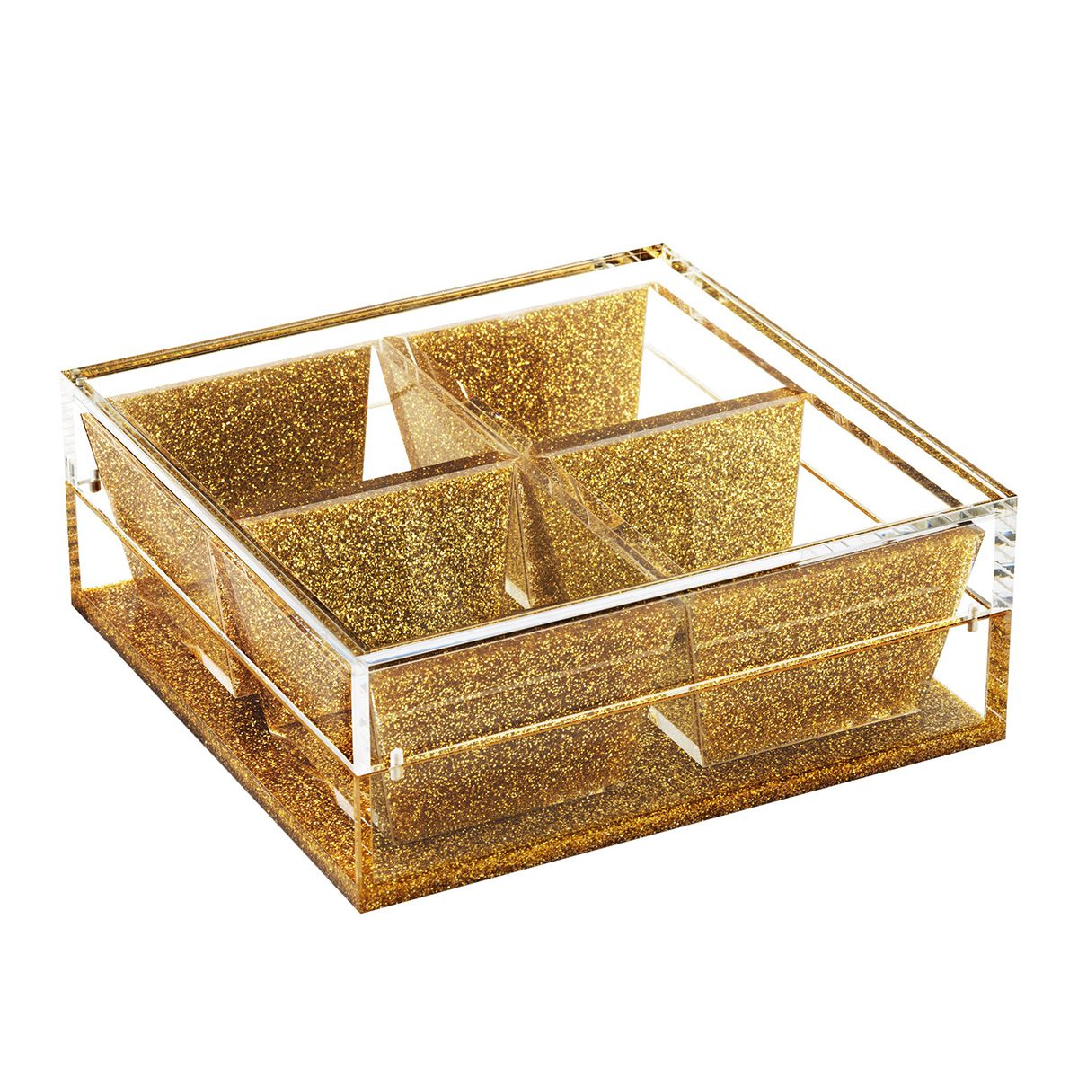 Dip Dish with Magnetic Lid, 4 Dishes - White Pearl