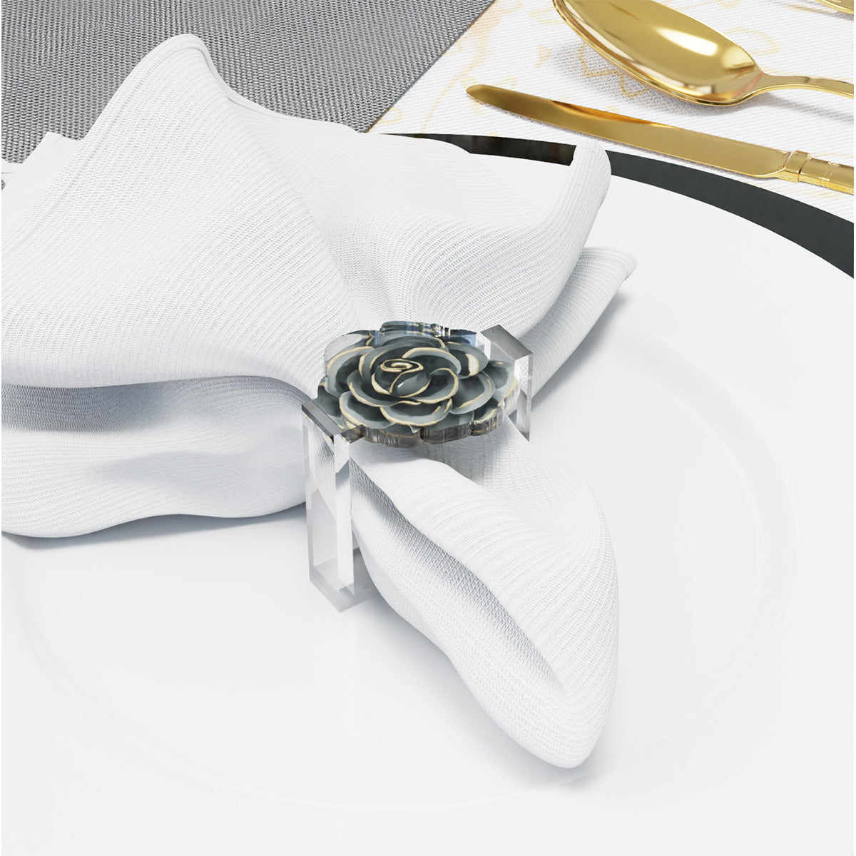 Black Rose Napkin Rings