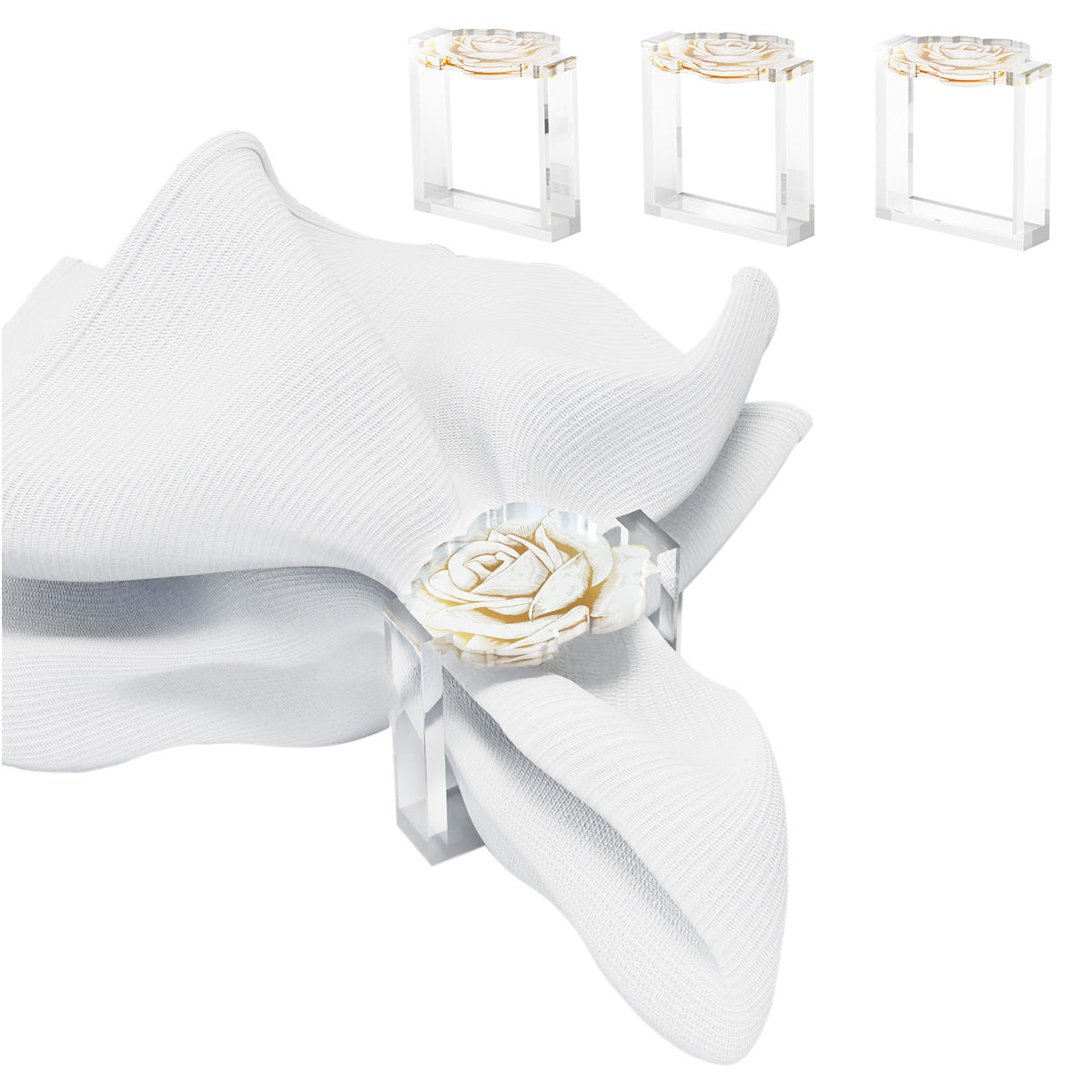 Cream Rose Napkin Rings