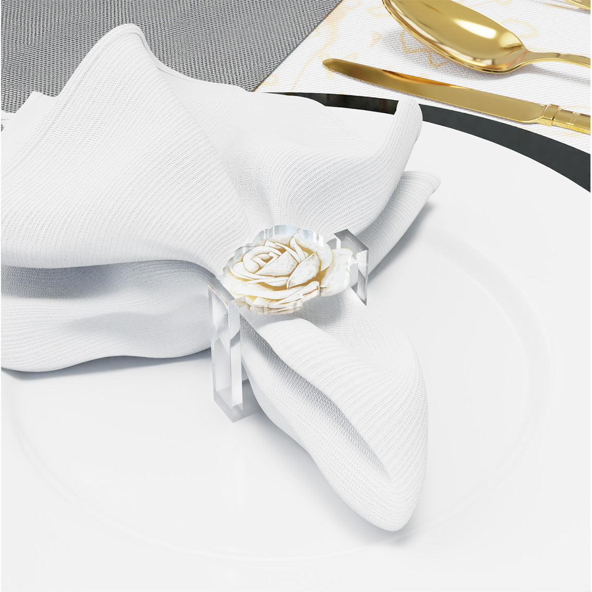 Cream Rose Napkin Rings