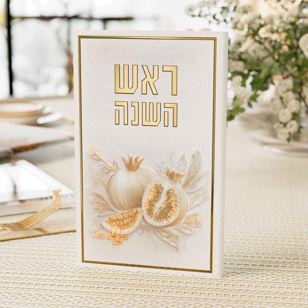 Golden Nectar Leather Simanim Booklet (with Kiddush & Benching)