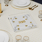 Golden Branch Square Matzah Plate
