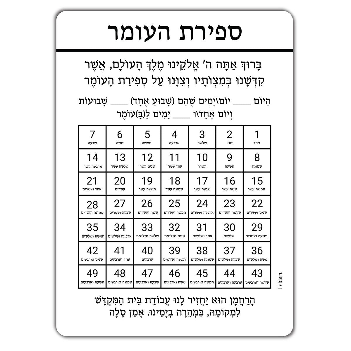 Traditional Sefiras Haomer, Fridge Magnet