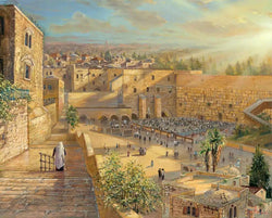 Sunrise behind the Kotel in Jerusalem Painting