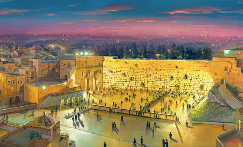 Kotel at Night in Jerusalem Painting