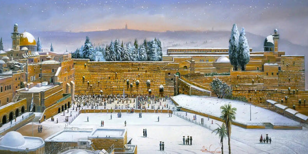 Snow by the Kotel in Jerusalem Painting