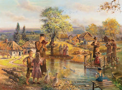 Tashlich in Shtetl Painting