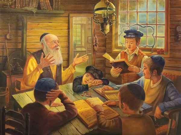 Lesson in the Hebrew school in shtetl Painting