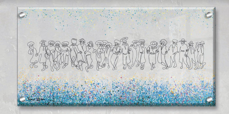 Dancing Chassidim Tempered Glass Painting