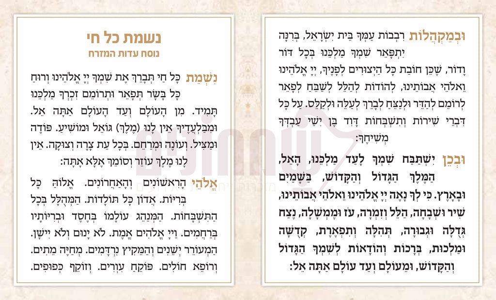Leather Hard Cover  Nishmas Kol Chai